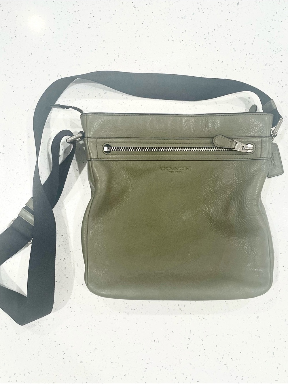 Coach Olive Green Leather Messenger Crossbody